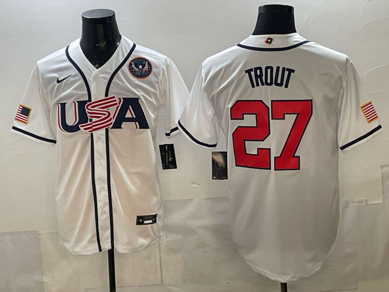 Men 2026 World Cub USA #27 Trout White Game Nike MLB Jersey style 007->->MLB Jersey